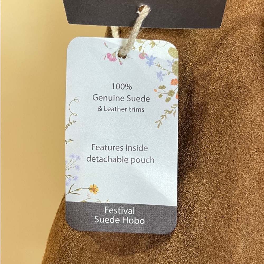 Haute Hippie | Tan Suede/Leather Festival Hobo Bag w/ Matching Mini Bag - Picture 4 of 17